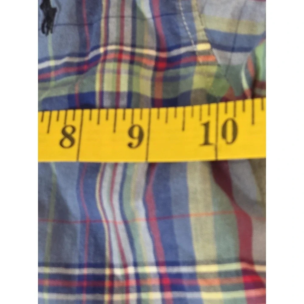 Polo Ralph Lauren Button Down Shirt Baby Infant Boys 9M Blue Plaid Pony Logo
